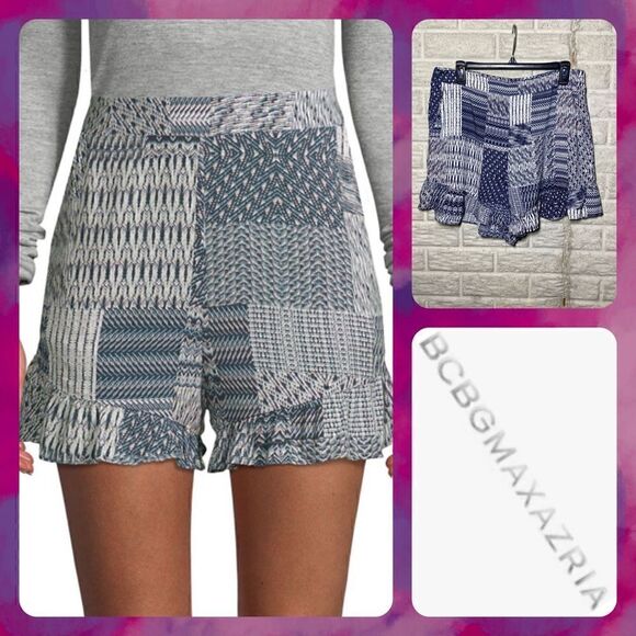 NWT MSRP $138 BCBGMAXAZRIA Printed High-Rise Shorts Women's Size Large